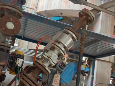 Valve assembly photographed in the refining unit