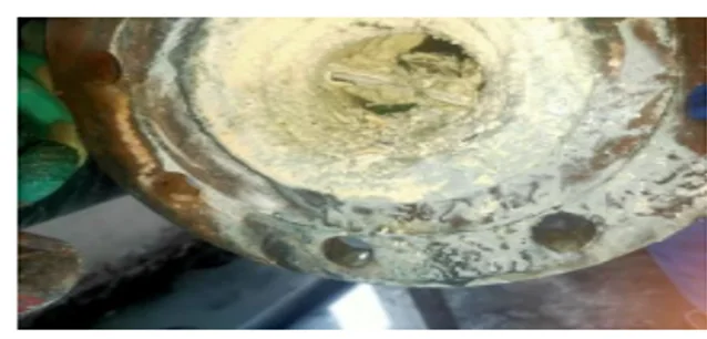 Scale deposits inside valves in carbide slag slurry service