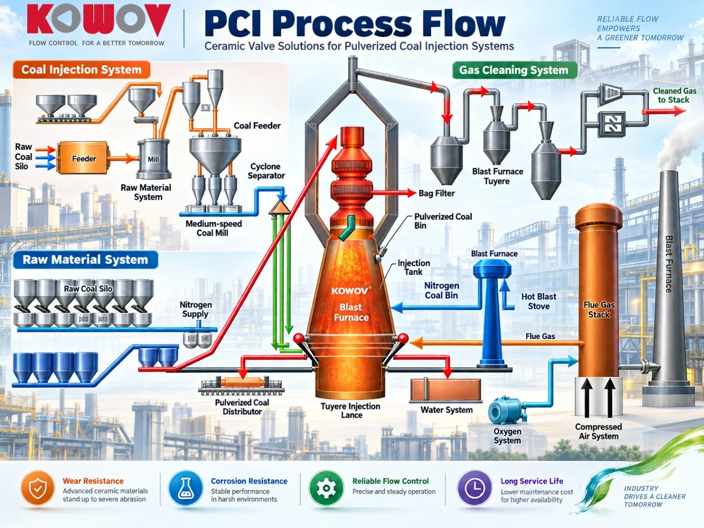 Pulverized coal injection (PCI) process flow