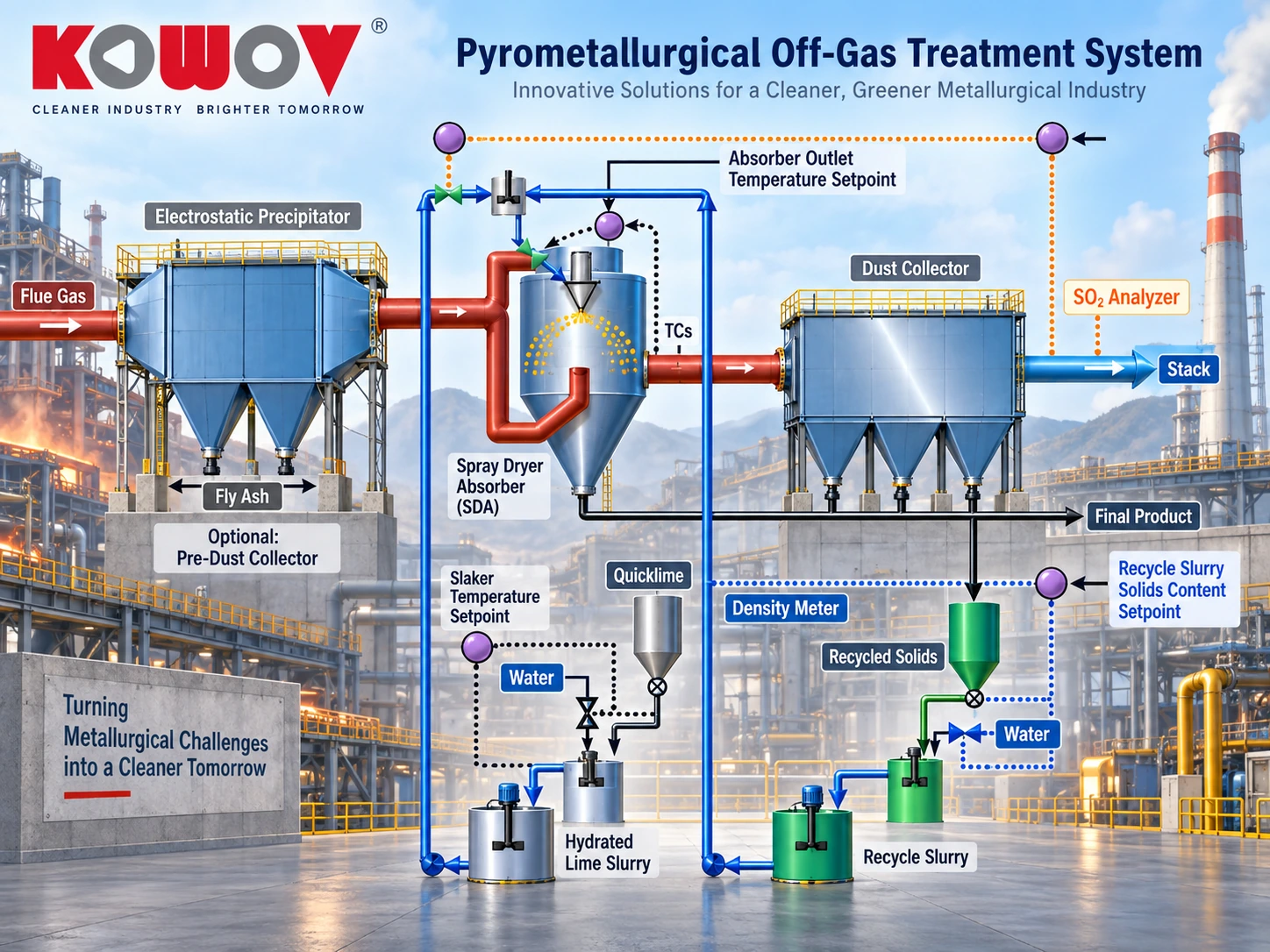 Pyrometallurgical off-gas treatment system