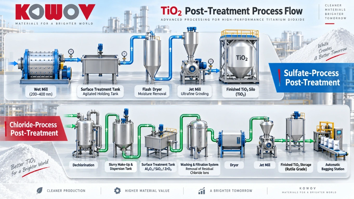 TiO₂ post-treatment process flow