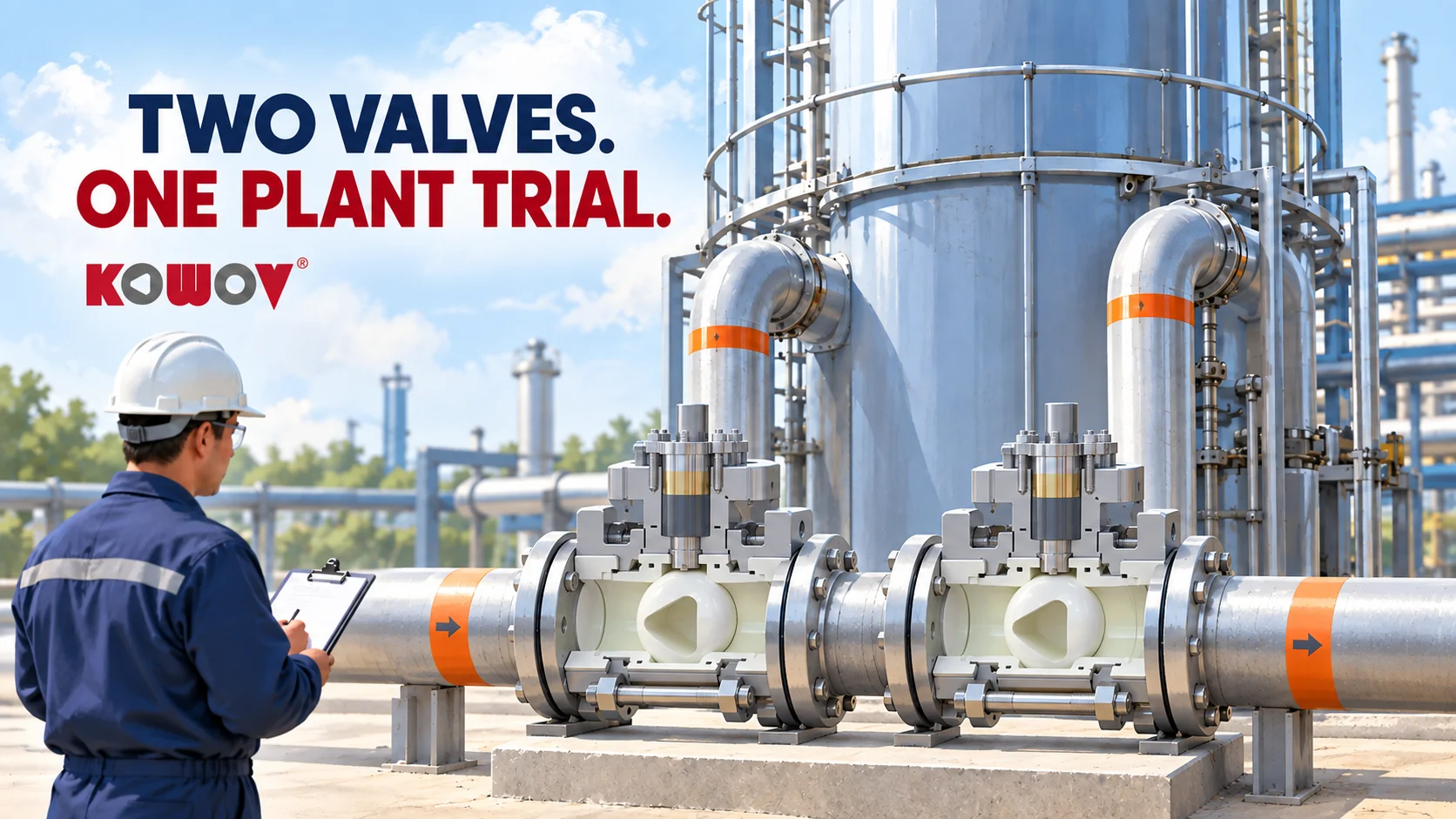 A valve story from heavy soda production — editorial illustration