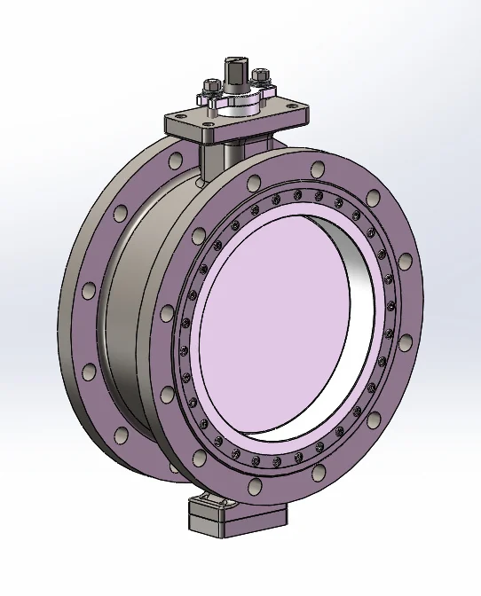 FEBV in the closed position, the disc sealing on the ceramic seat