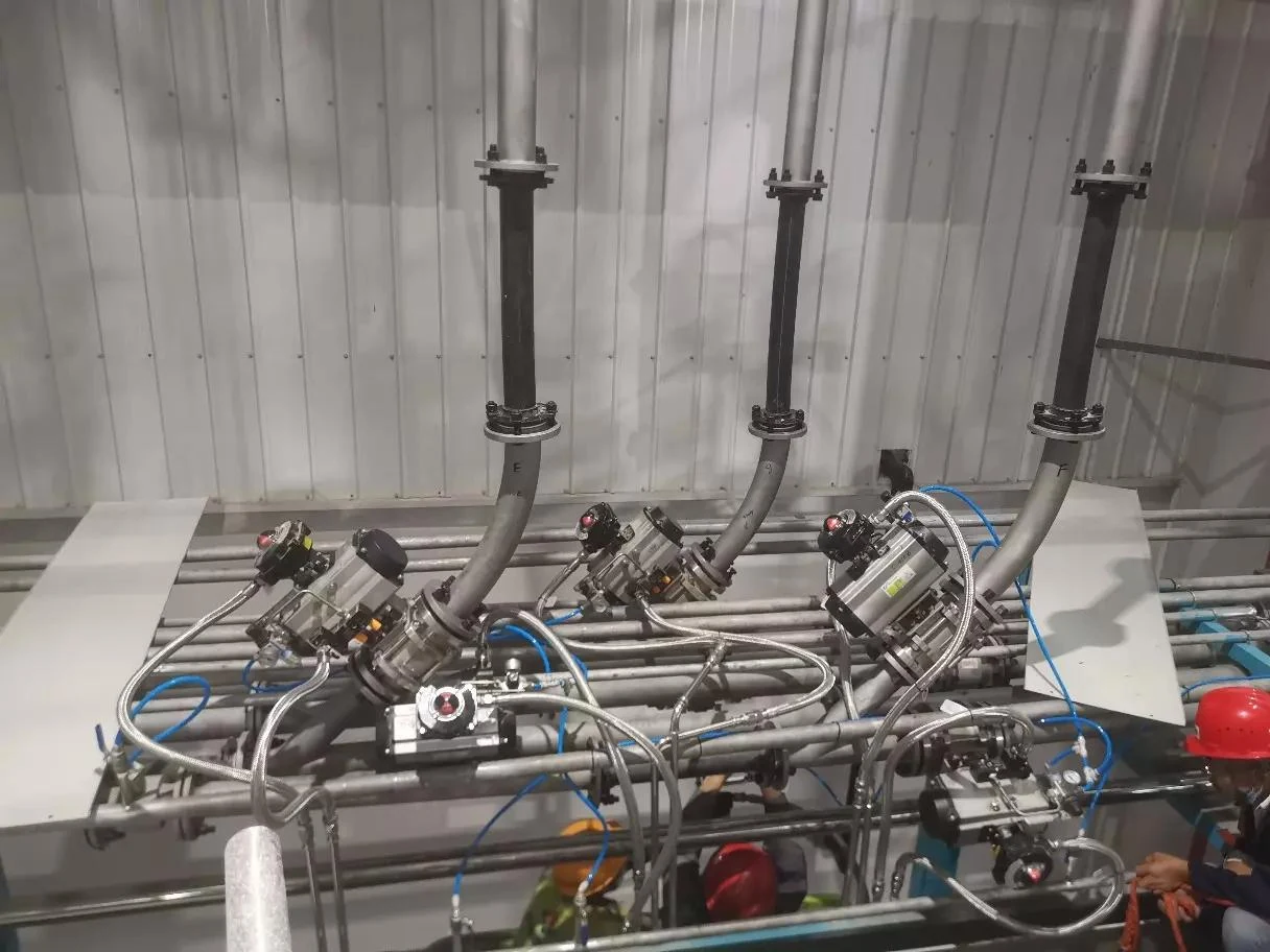 Valve assemblies in a battery-materials installation