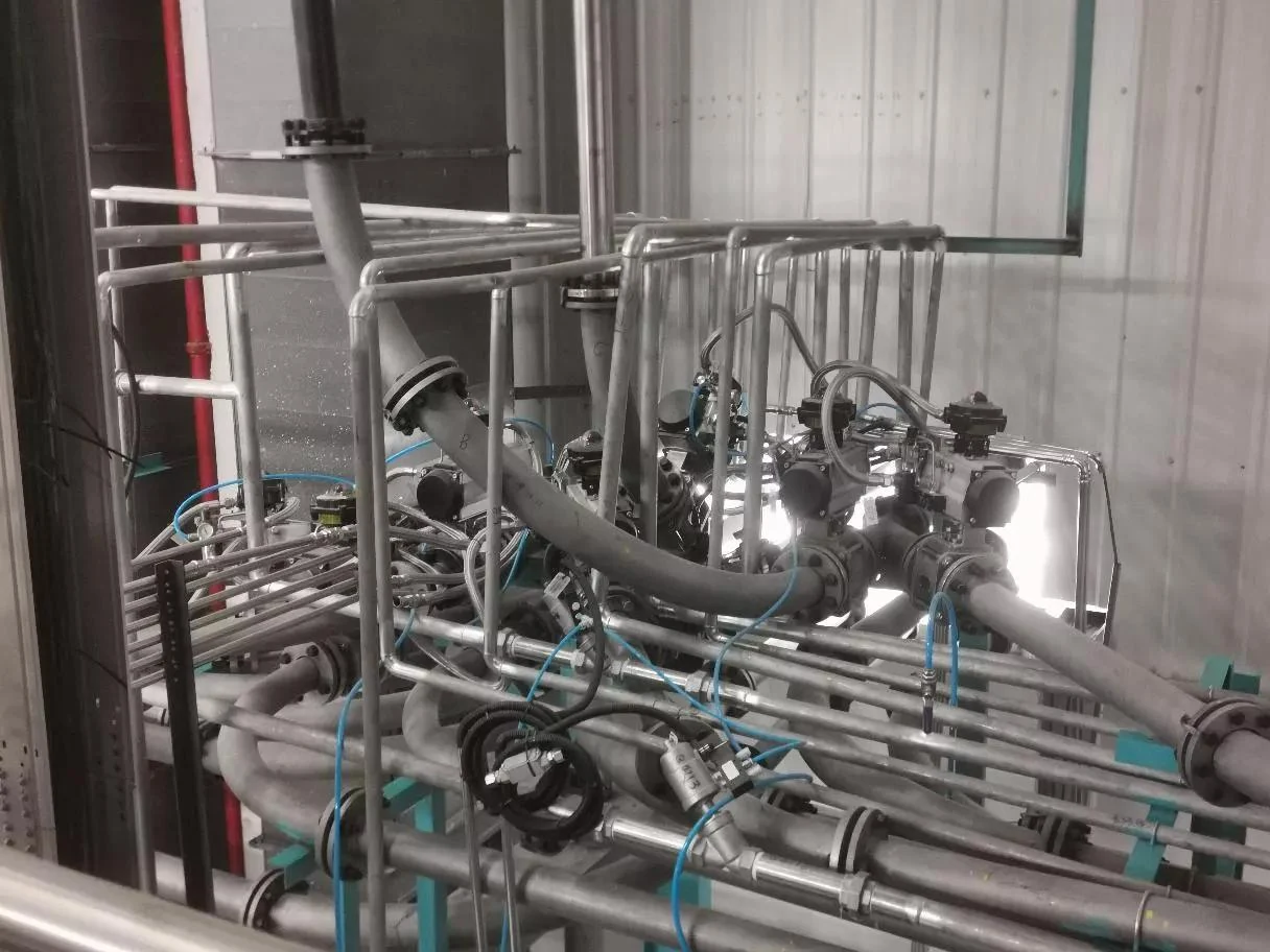 Valves and connecting pipework in a battery-materials facility